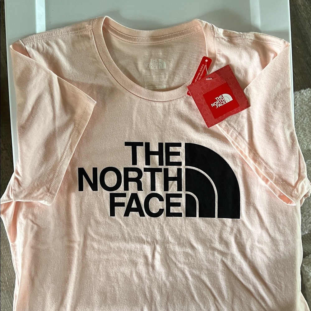 The North Face Light Pink Tee with Black Logo
